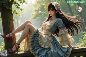 a woman wearing a pink dress and a flower in her hair