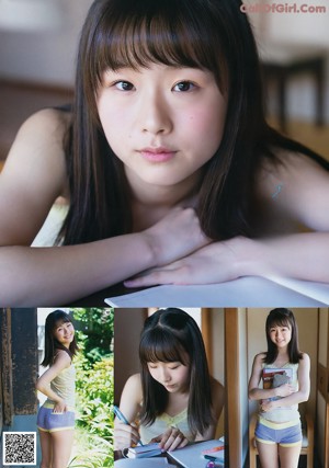 A young girl laying on a bed in pajamas.