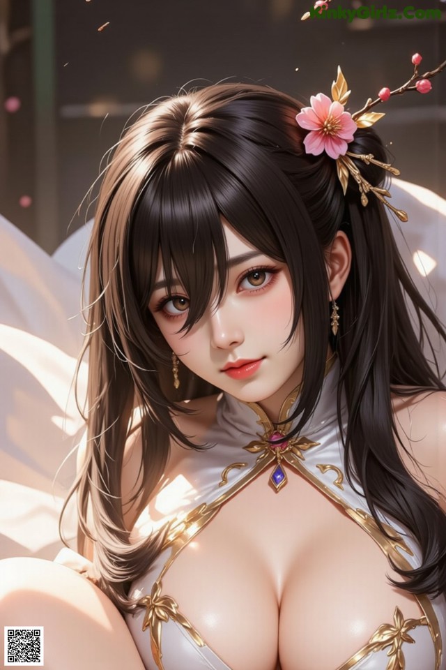 Hentai - The Frozen Elegance That Melts Starlight Set.2 20250106 Part 15 No.663079 A woman with long black hair and a flower in her hair.