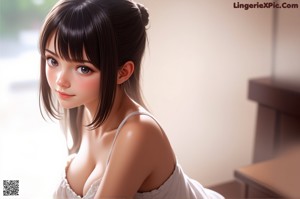 A girl sitting on a bed with a plate of food.